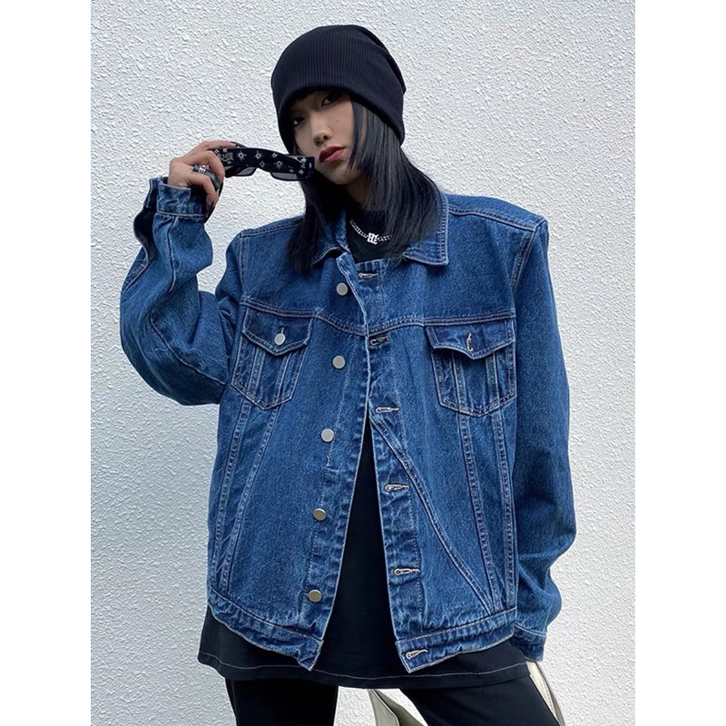 Hàng có sẵn - Áo khoác Denim Jackets nam nữ dáng ngắn basic màu indigo cực chất