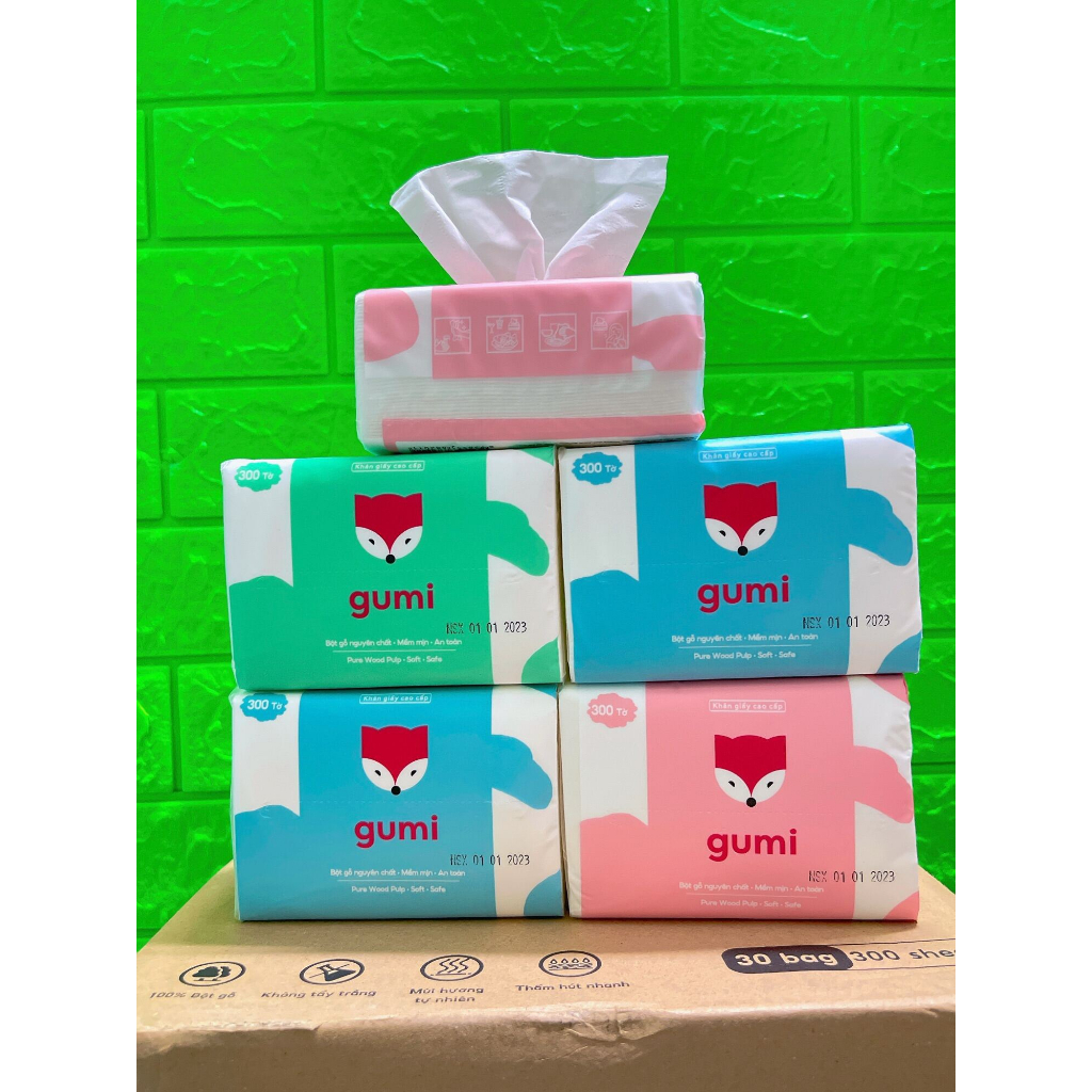 Khăn giấy bỏ túi Gumi  gói mềm dai, khăn giấy bỏ túi, 1 Bịch 10 gói - Phương Linh Pharmacy
