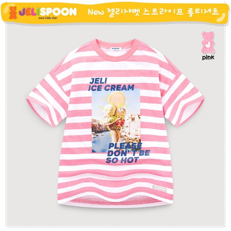Áo váy cotton kẻ bé gái Jelis ice cream. HA2240