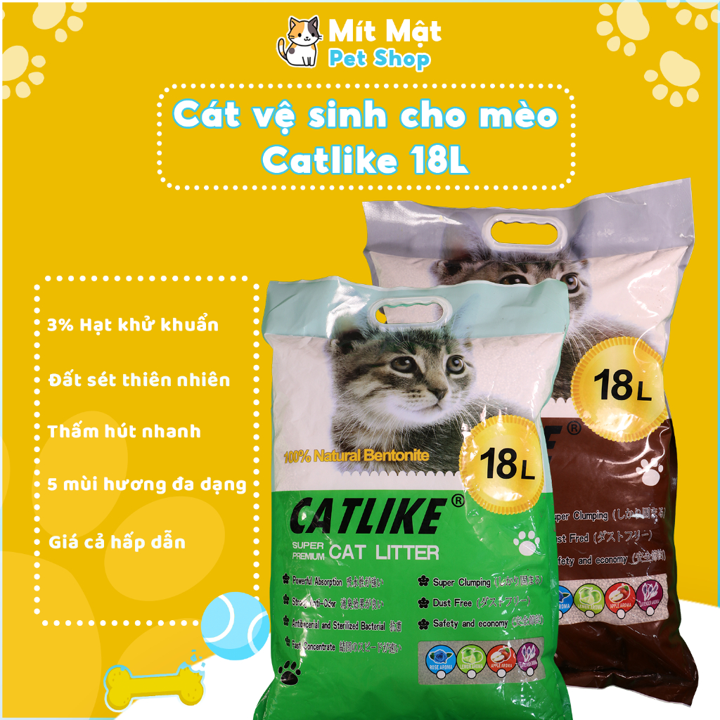 Cát Vệ Sinh Cho Mèo 18L Cat Litter Cát Mèo Vệ Sinh Catlike 18L Khử Mùi Diệt Khuẩn