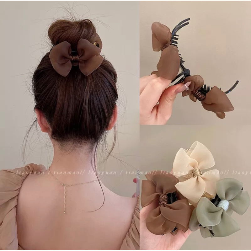 Kẹp ngoạm , kẹp càng cua nơ lụa màu đen