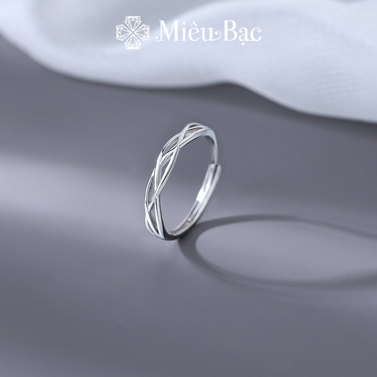 Nhẫn bạc nữ Miêu Bạc đan chéo freesize chất liệu bạc S925 thời trang phụ kiện trang sức N400887