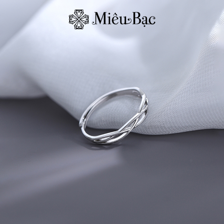 Nhẫn bạc nữ Miêu Bạc đan chéo freesize chất liệu bạc S925 thời trang phụ kiện trang sức N400887