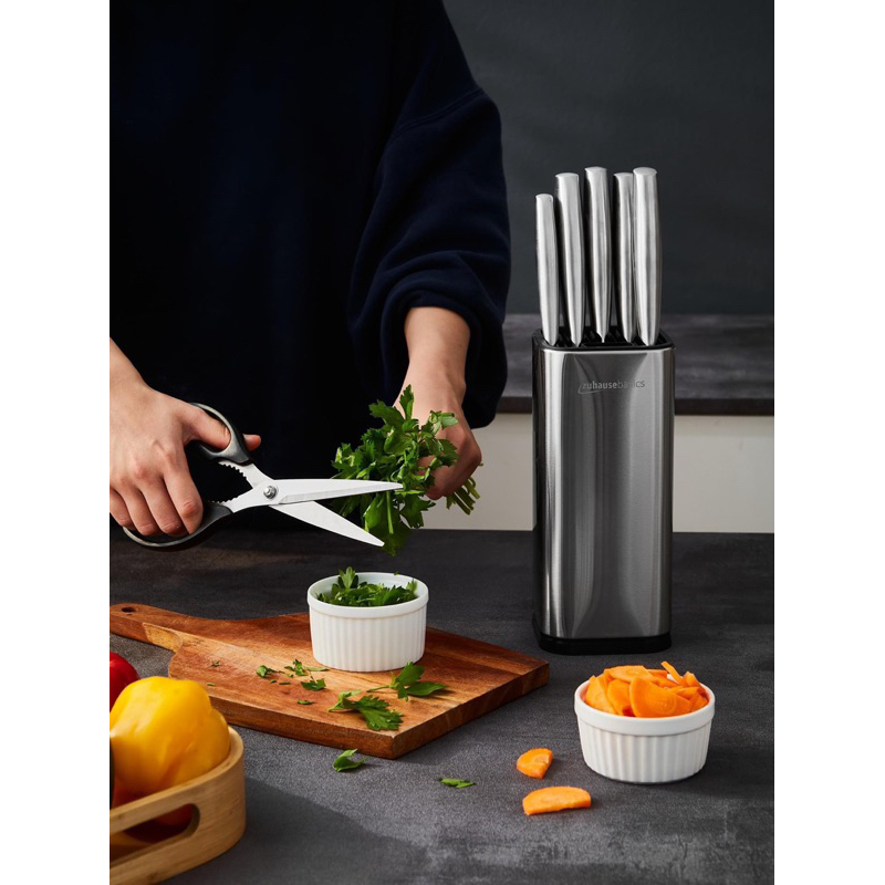 Bộ dao 5 món Zuhause ZB56,kèm khay cắm dao,  bộ dao làm bếp sắc bén, tiêu chuẩn Châu Âu, hàng chính hãng