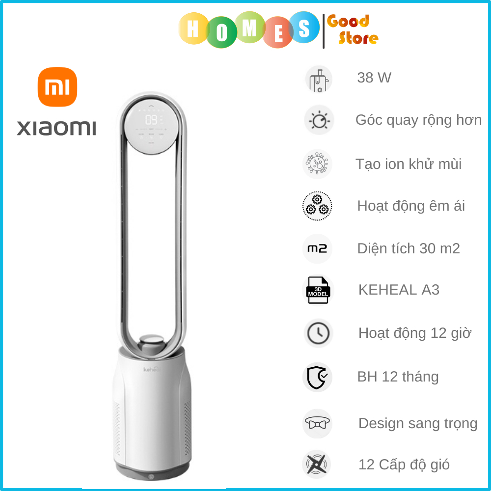 Quạt Không Cánh Xiaomi Keheal A3 /A2 Kiêm Lọc Không Khí Keheal A3 /A2 - Có Remote, Đa Cấp Độ Gió - BH 12 Tháng