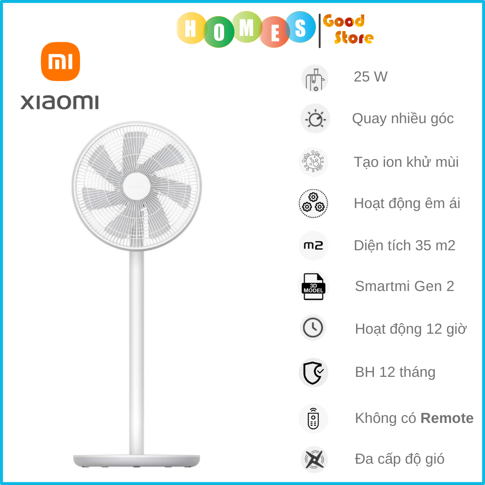 Quạt Tích Điện Xiaomi Gen 2S, Quạt Không Dây Đối Lưu Xiaomi Smartmi Gen 2S - BH 12 Tháng