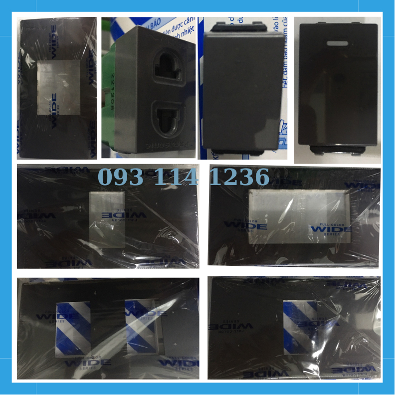 Ổ cắm đơn WIDE màu Đen xám Panasonic WEV1081H, Mặt, Công tắc Cam kết chính hãng