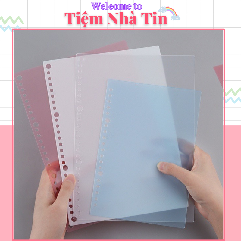 Bìa lá rời nhựa làm planer sổ còng đã đục lỗ bullet journal văn phòng phẩm khổ A4 B5