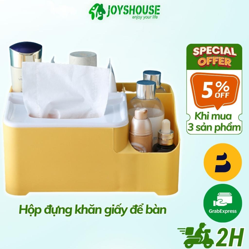 Hộp đựng khăn giấy để bàn đa năng kết hợp đựng văn phòng phẩm và đồ dùng cá nhân bằng nhựa ABS có nhiều ngăn rộng rãi