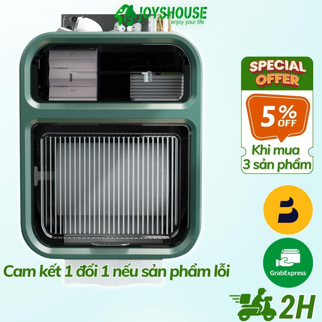 Hộp đựng giấy vệ sinh dán tường trong nhà tắm có nắp che chống nước và hai ngăn đa năng để được tất cả loại giấy