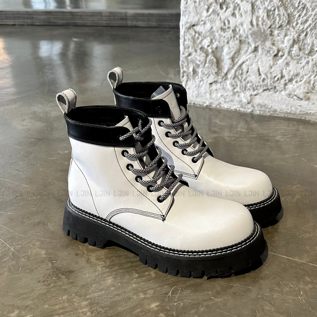 Giày Boots Cao Cổ Màu Tương Phản Chất Da Pu L'JIN G0452