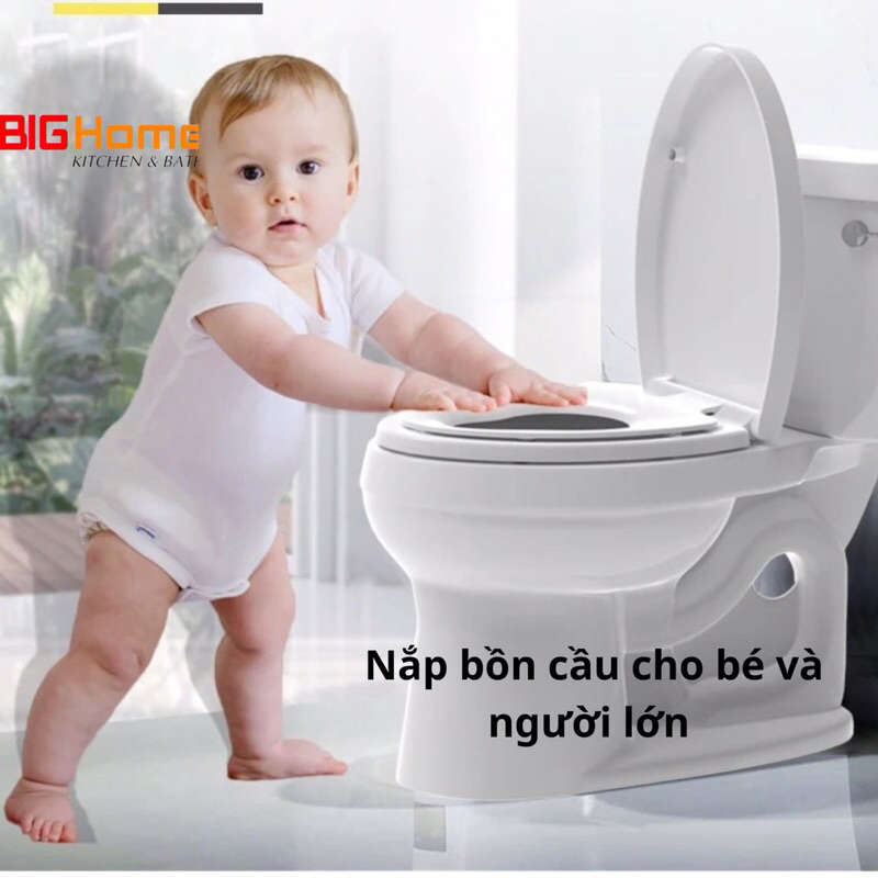 Nắp bồn cầu 2 trong 1 đóng êm sử dụng cho trẻ em và người lớn hàng cao cấp nhập khẩu, nắp bồn cầu rơi êm cao cấp