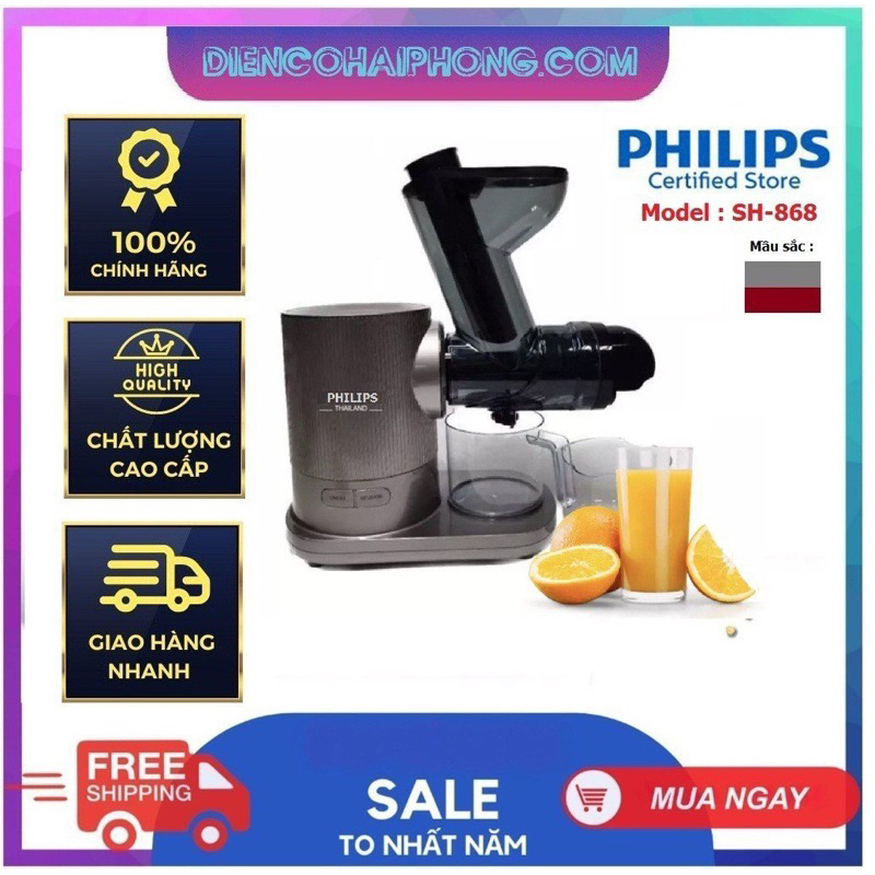 Máy ép trái cây tốc độ chậm trục ngang Philips SH-868