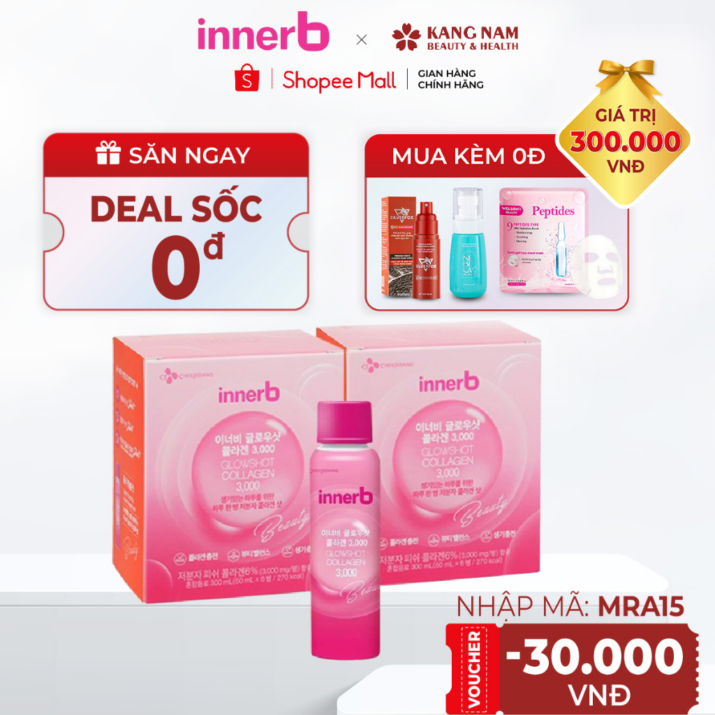 Combo 2 Hộp Nước Uống Làm Đẹp Da Innerb Glowshot Collagen (50ml x 6 Chai)