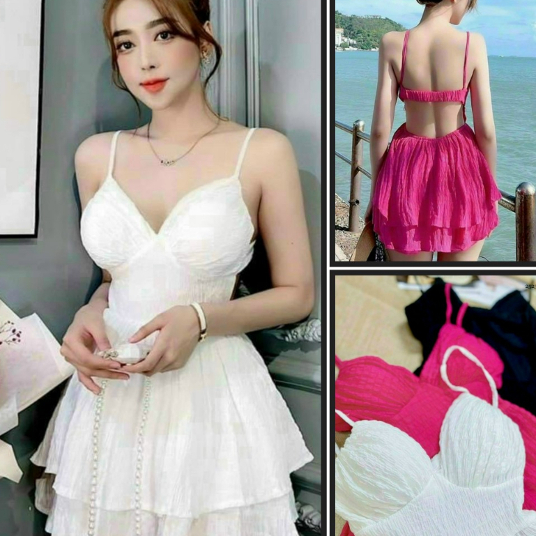 Set đồ nữ thời trang áo hai dây xinh mix quần xòe rộng dáng ngắn đi du lịch, đi biển dành cho các nàng thời trang