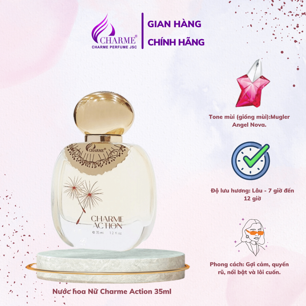 ( CHÍNH HÃNG ) Nước hoa nữ Charme Action 35ml quyến rũ, phong cách ,tự tin, trẻ trung