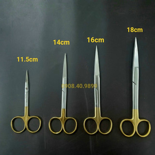 Kéo y tế cong/ thẳng cán vàng- parkistan 11.5cm, 14cm, 16cm, 18cm
