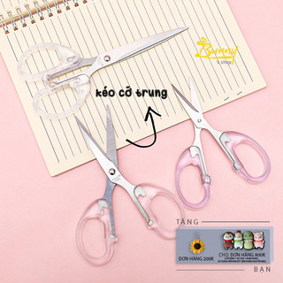 Kéo cắt giấy cán cầm trong suốt kiểu dáng xinh xắn tiện dụng