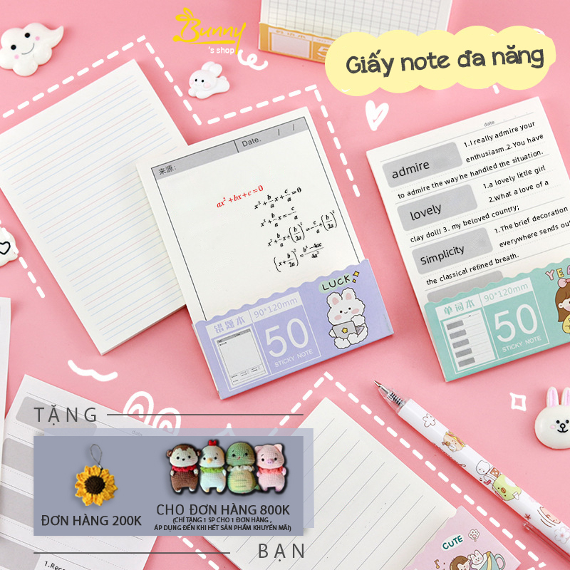 Set 50 Tờ Giấy Note Từ Vựng/Ghi Chú Mini Đa Năng Tiện Dụng Cho Học Sinh