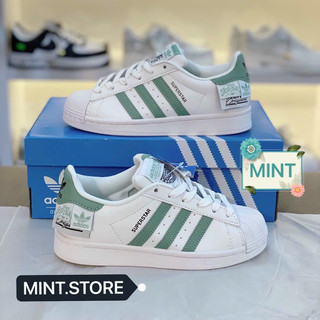 Giày sneaker superstar 2023 trắng xanh lá