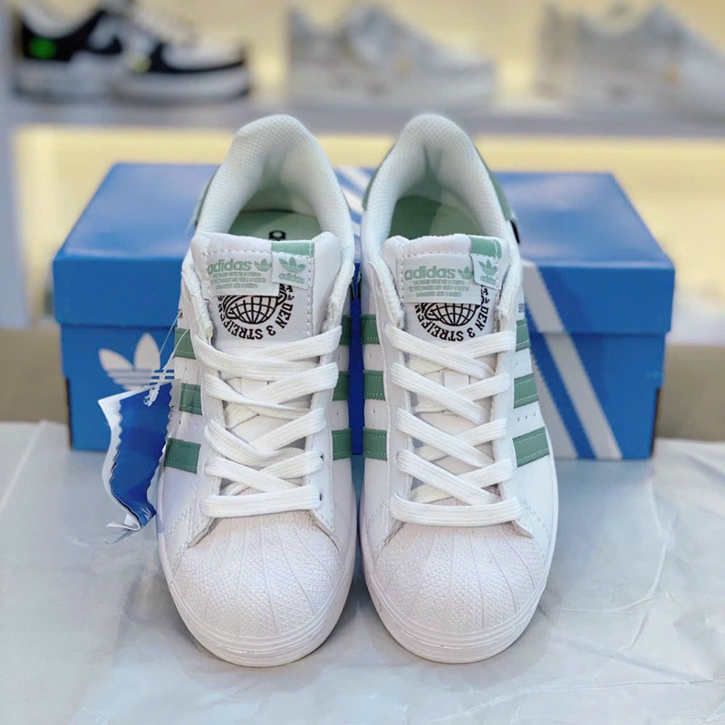 Giày sneaker superstar 2023 trắng xanh lá