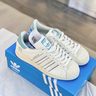 Giày sneaker superstar 2023 trắng phối xanh