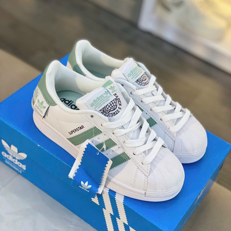 Giày sneaker superstar 2023 trắng xanh lá
