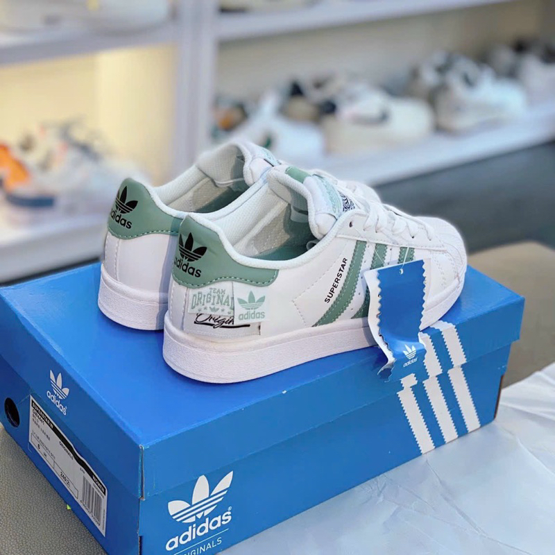 Giày sneaker superstar 2023 trắng xanh lá