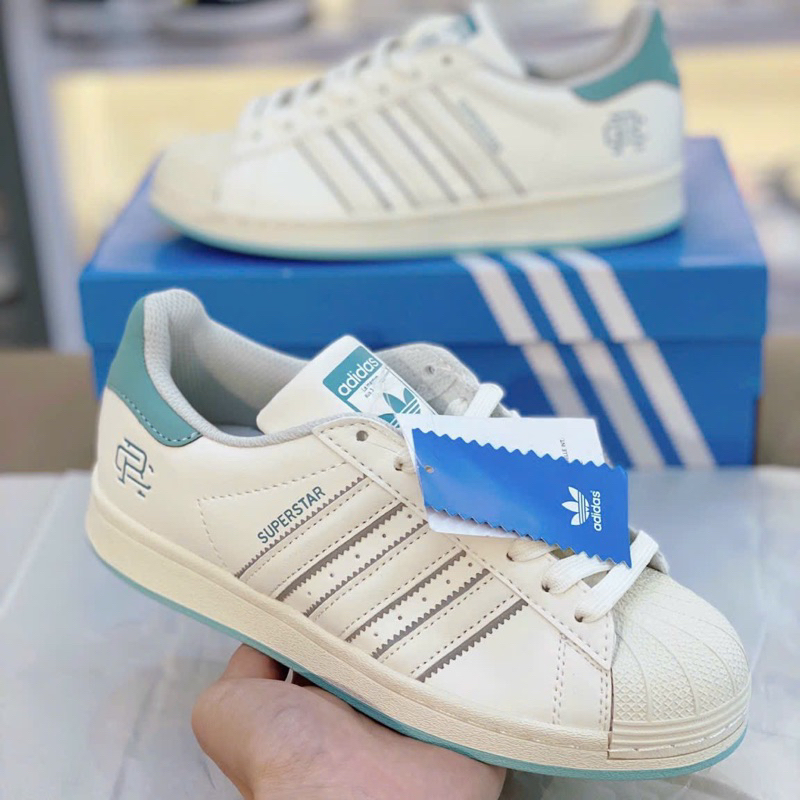 Giày sneaker superstar 2023 trắng phối xanh