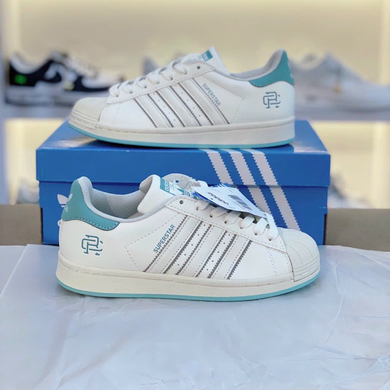 Giày sneaker superstar 2023 trắng phối xanh