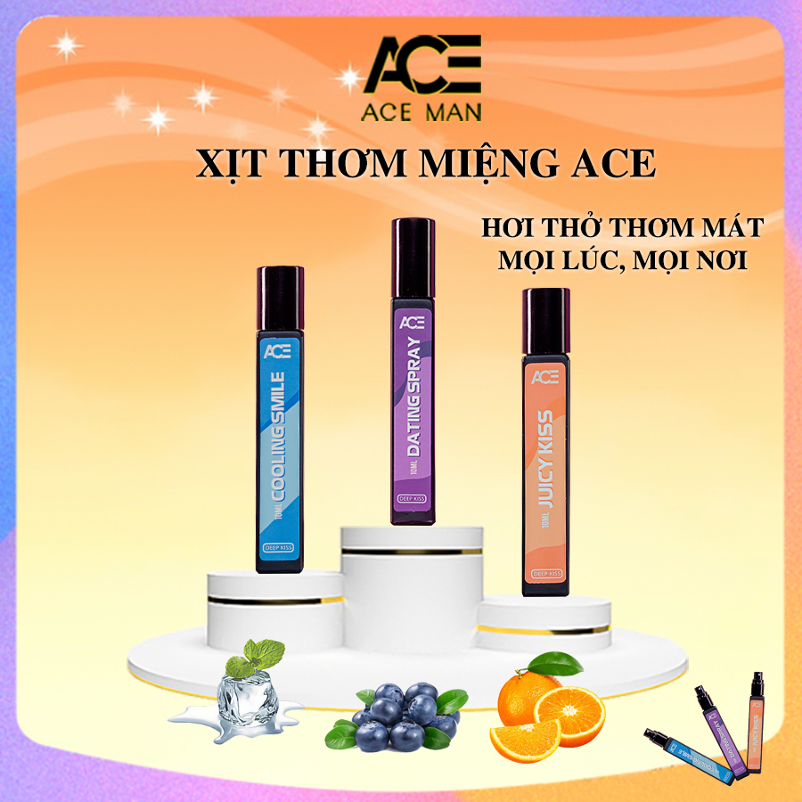 Xịt thơm miệng kissing spray ACEMAN nam nữ 10ml hương vị tự nhiên the mát