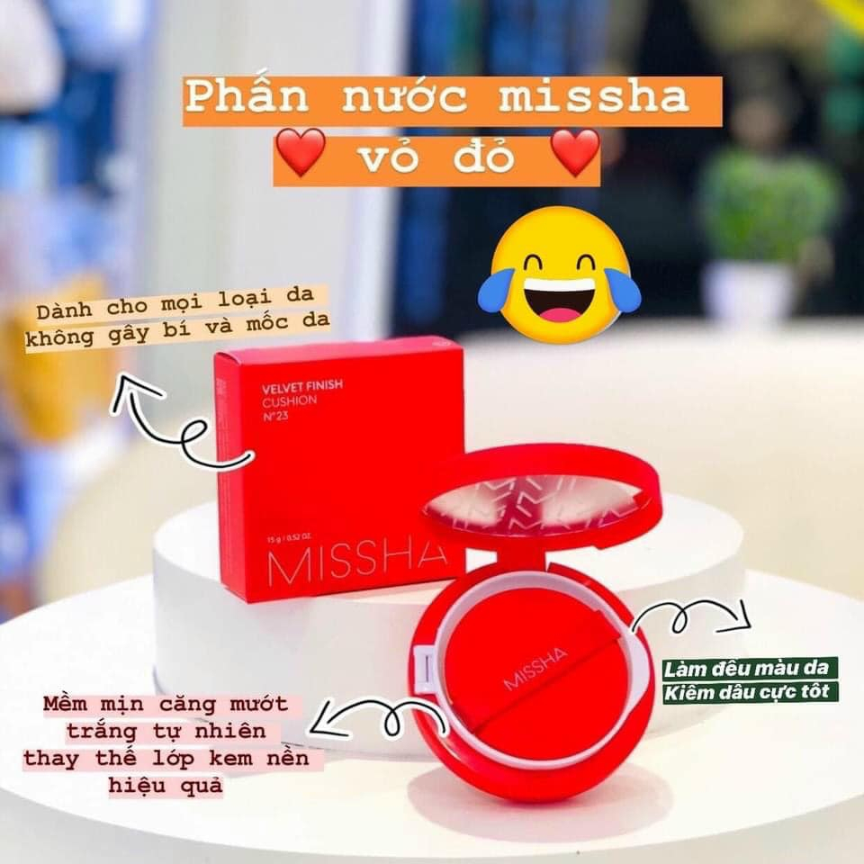 Phấn Nước  Cushion Kiềm Dầu Che Phủ Cao MISSHA Cushion SPF50+/PA+++ 15g MÀU ĐỎ , No 21, 23