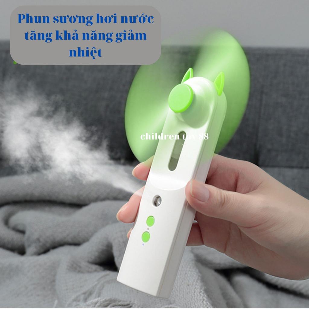 Quạt mini phun sương, sạc USB, cực mát