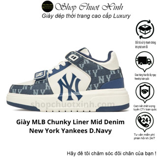 Giày MLB Chunky Liner Mid Denim New York Yankees D.Navy,Mlb Chunky Liner Mid Basic New York Yankees Sc