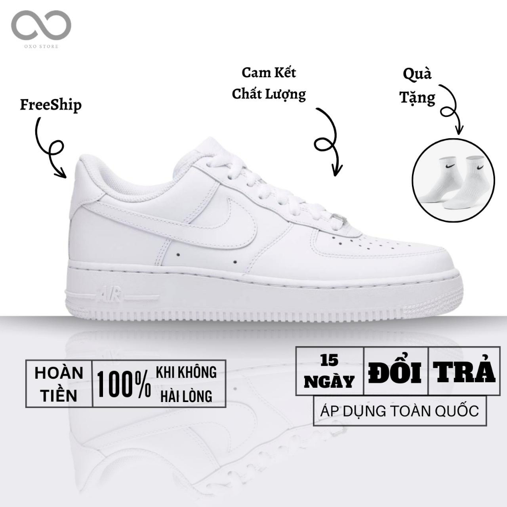 Giày air force 1 bản chuẩn cao cấp cho nam nữ, af1 all white fullbox OXO STORE
