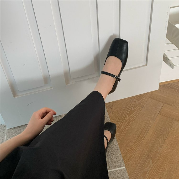 Giày Mary Jane Mũi Vuông Đế Bệt, Quai Ngang, Da Mềm Đi Êm Chân - EDZ8
