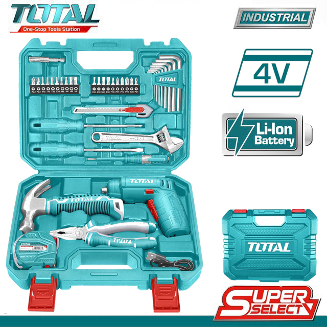 Bộ máy siết vít 4V Kèm 38 phụ kiện Total THKTHP10386 TSDLI0402