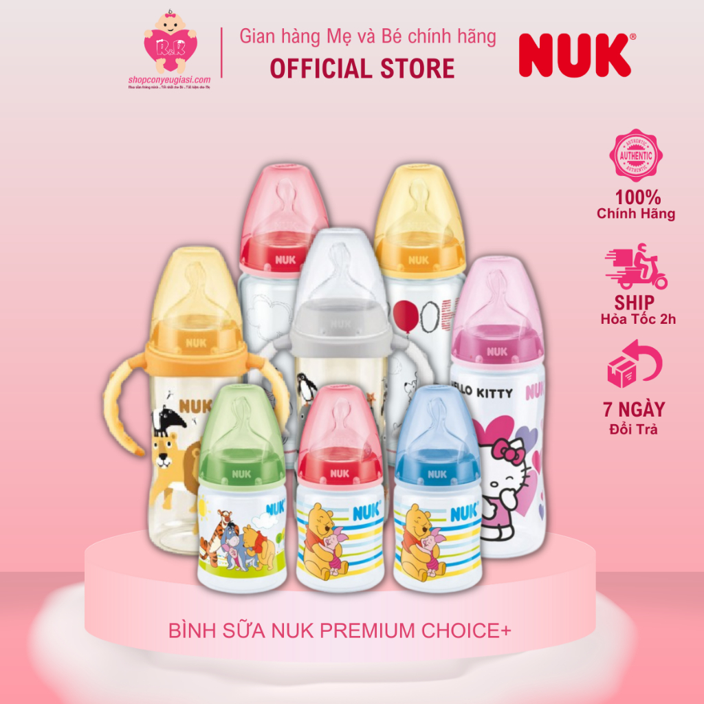 [Hàng chính hãng có tem] Bình Sữa Nuk PREMIUM CHOICE+ / CẢM BIẾN NHIỆT Nhựa PP, PA, PPSU, Thủy tinh - Made in Germany