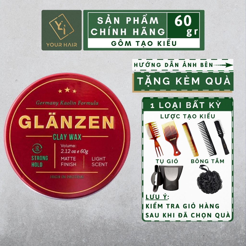 Sáp vuốt tóc Glanzen Clay Wax - 60gr