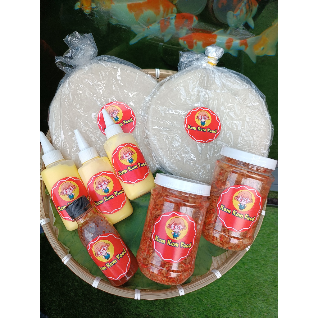 Bánh tráng phơi sương COMBO TRUNG HỌC Tôm Hành Phi loại NGON + Bơ trứng béo ngậy + Sốt tắc nhà làm