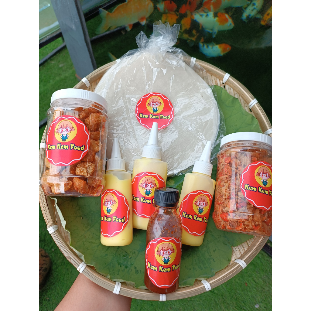 Bánh tráng phơi sương COMBO TRUNG HỌC Tôm Hành Phi loại NGON + Bơ trứng béo ngậy + Sốt tắc nhà làm