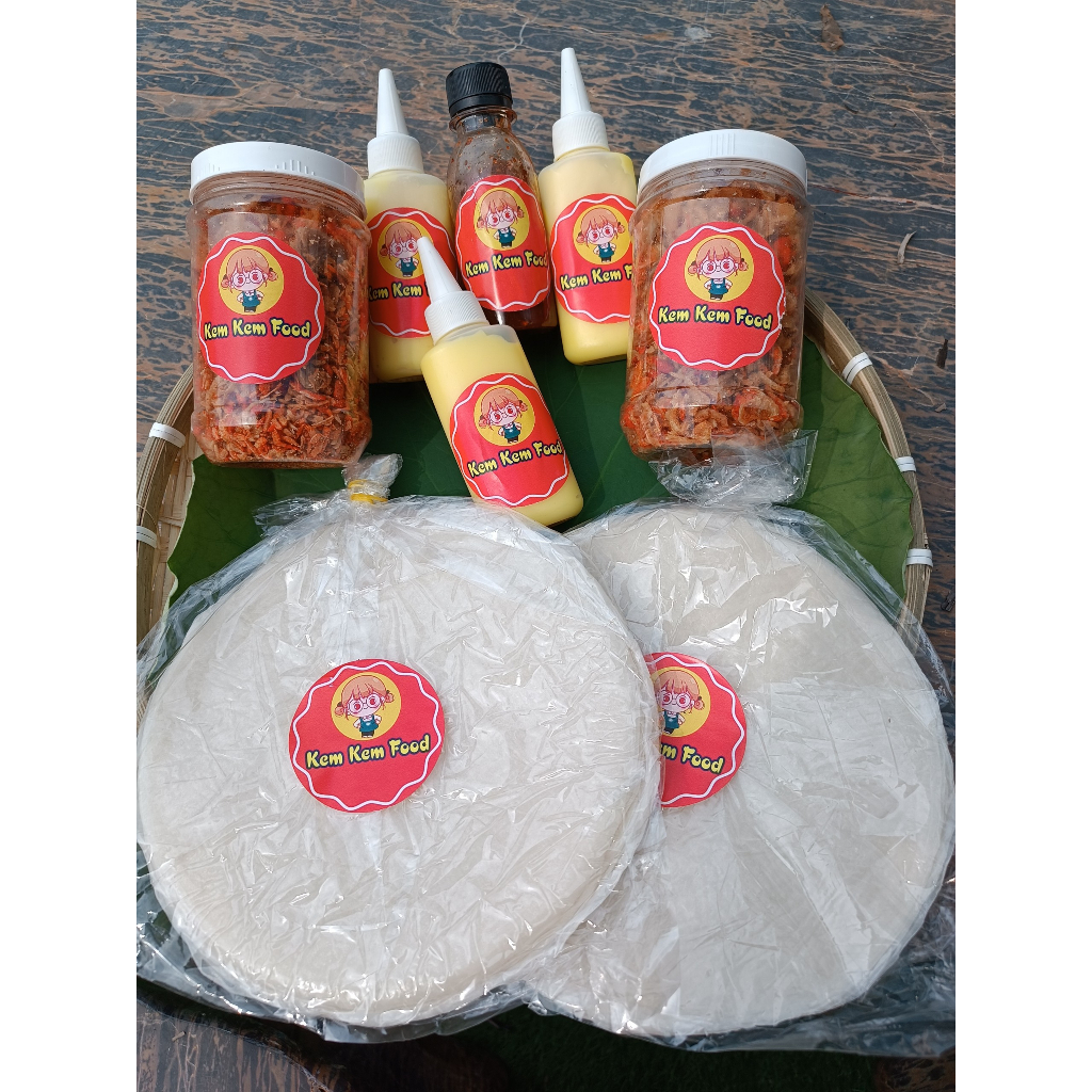 Bánh tráng phơi sương COMBO TRUNG HỌC Tôm Hành Phi loại NGON + Bơ trứng béo ngậy + Sốt tắc nhà làm