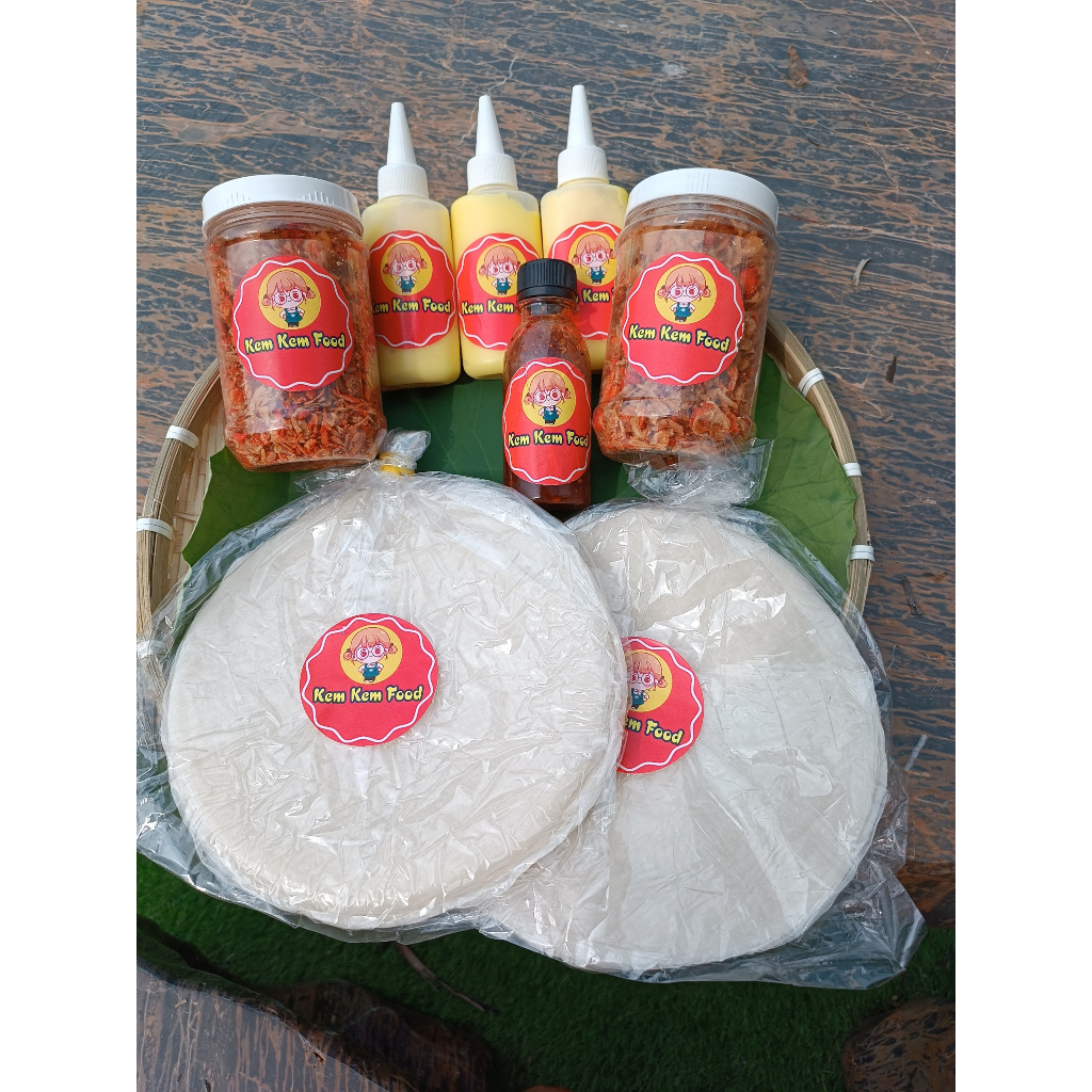 Bánh tráng phơi sương COMBO TRUNG HỌC Tôm Hành Phi loại NGON + Bơ trứng béo ngậy + Sốt tắc nhà làm