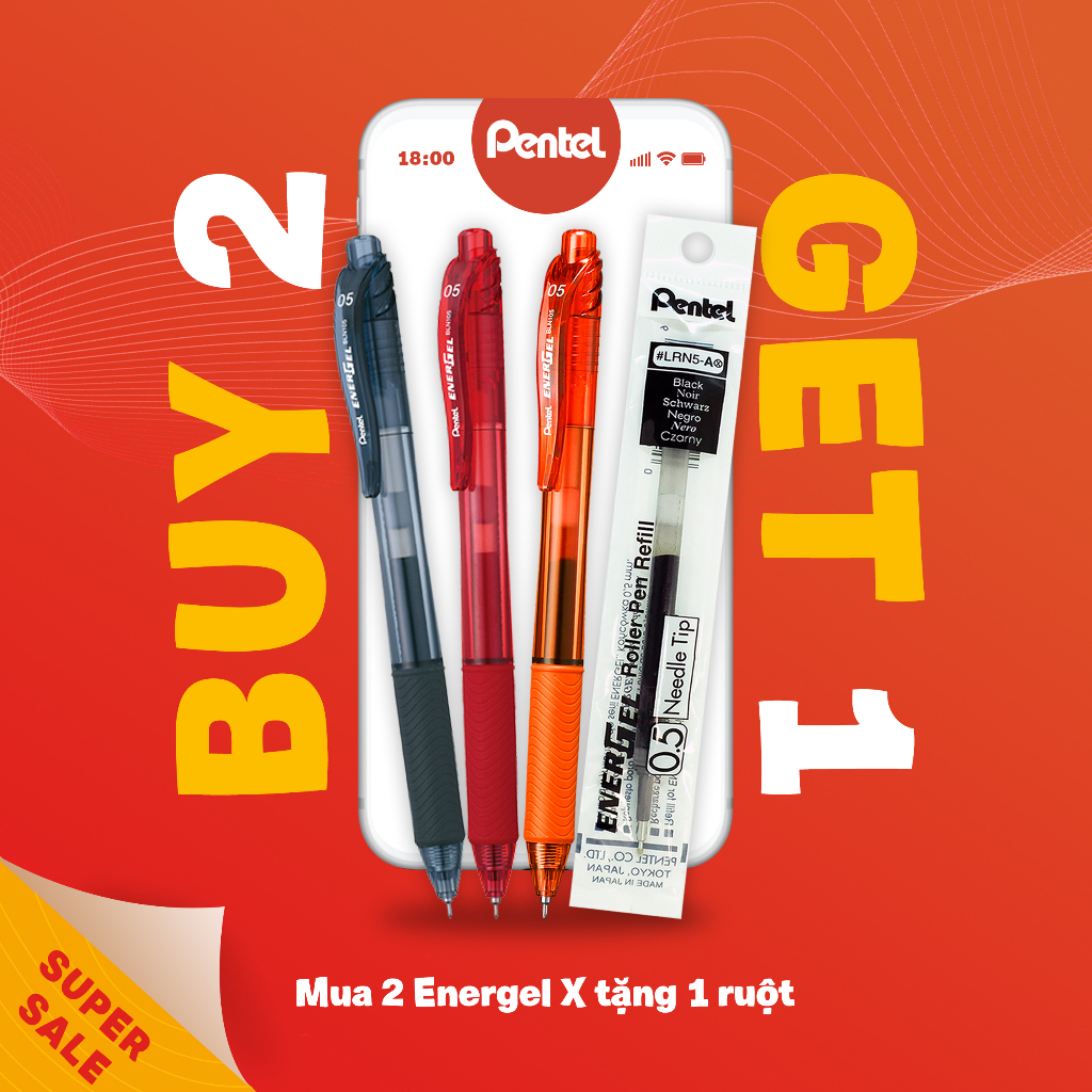 (The Best Pen Of Exam) Bút Bi Nước Pentel Energel BLN105/ BL107/ BL110 | Mực Siêu Nhanh Khô | Tốc Ký | Thuận Tay Trái |