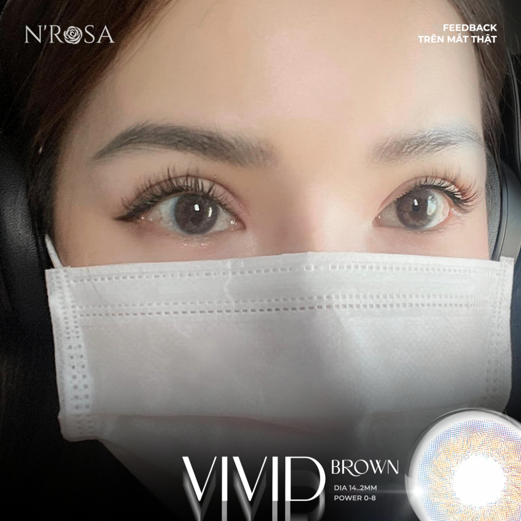 Lens nâu có độ cận N’Rosa VividBrown cho mắt thở cao cấp Angel Eyes phân phối | Độ cận 0-8 | Chất liệu Silicone Hydrogel