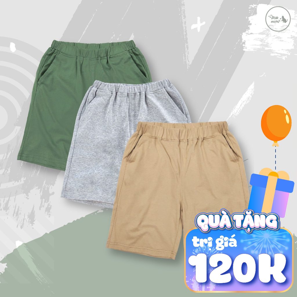 Quần sọt bé trai Bigfox size đại, quần thun trẻ em chất cotton mác Bro VN nhiều màu cho bé trai 3-11 tuổi (12kg đến 39k)
