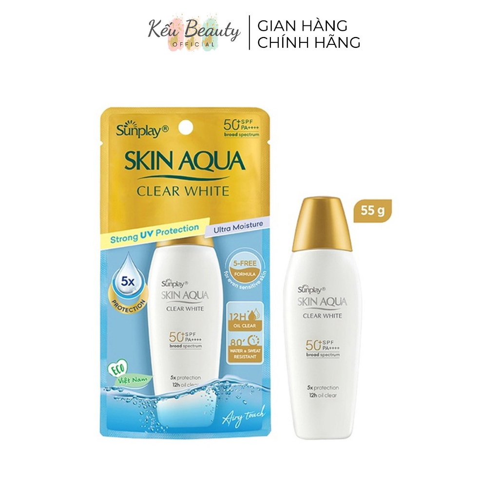 Sữa chống nắng hằng ngày dưỡng trắng cho da dầu Sunplay Skin Aqua Clear White SPF 50+ PA++++ 25g và 55g