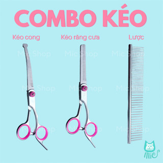 Kéo Cắt Tỉa Lông Chó Mèo, kéo cong, kéo răng cưa thú cưng