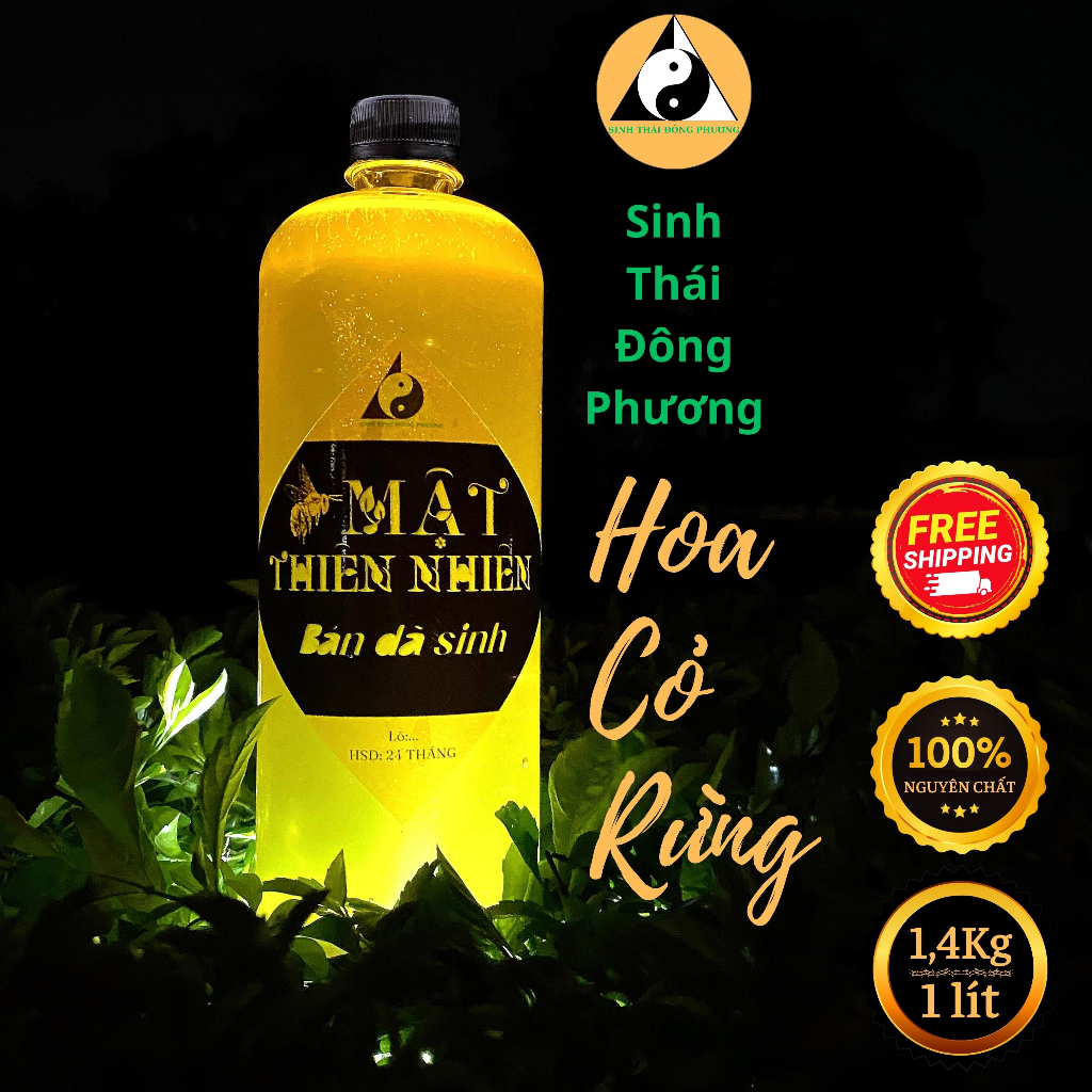 Mật ong nguyên chất hoa rừng (mật bán dã sinh từ hoa cỏ rừng) làm đẹp, tăng cường sức khỏe chai 1l