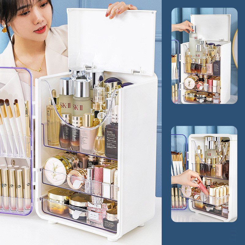 Kệ Đựng Mỹ Phẩm,Hộp Mỹ Phẩm Di Động Chống Bụi , Chống Nước Siêu Tiên Lợi.